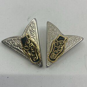 Vtg 1980 new deadstock screw silver tone collar tip tips western cowboy cowgirl